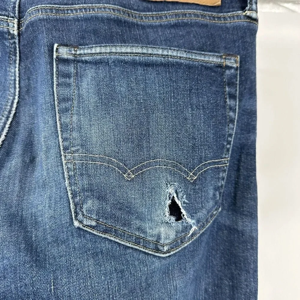 American Eagle Slim Straight Jeans Airflex Blue Denim Mens Size 31x32 Distressed